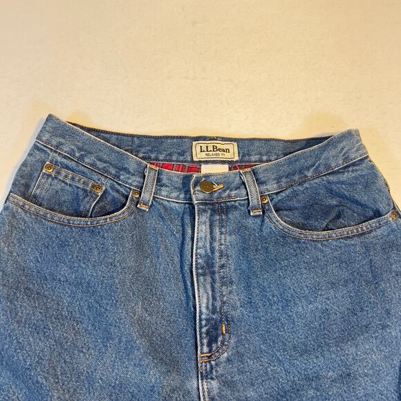 L.L. Bean Flannel Lined Jeans Woman 12 Reg Relaxed Fit W32 L30 100% Cotton COLD - Picture 9 of 15